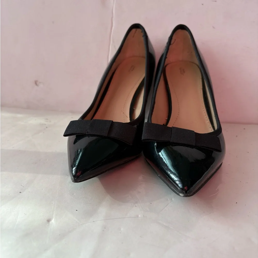 Zara patent black Women's Shoes with Bow Accent size 37 - Picture 2 of 13